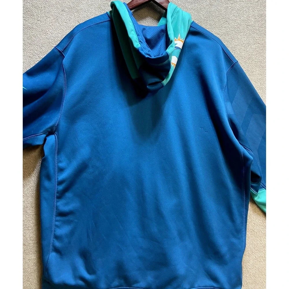 Nike Miami Dolphins Hoodie Mens 2XL Blue Green NFL Apparel Therma-Fit Zip Up